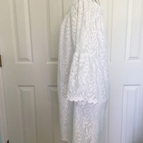 Lilly Pulitzer Nevie Off the Shoulder Resort White Lace Dress XS - Picture 4 of 13